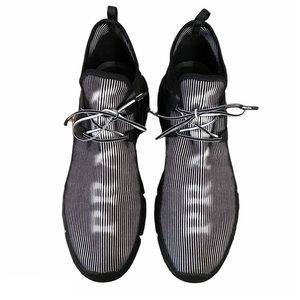 Prada Mens Logo-Fade Striped Knit Sneakers 13 Blk